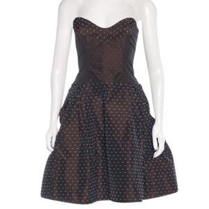 Carolina Herrera Brown Strapless Dress
